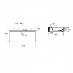 AZZURRA ELEGANCE Squared раковина подвесная/накладная 81х46см с 1 отв. под смеситель , цвет белый