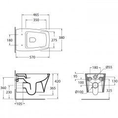 Azzurra Hera Унитаз подвесной безободковый 57х38х36,5 см, с крепежом, цвет белый