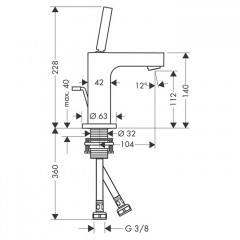 Axor Citterio Смеситель для раковины 110, на 1 отв., излив: 104мм, с донным клапаном, цвет: хром