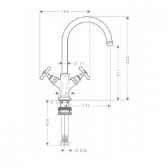 Axor Montreux Смеситель для раковины, двухвентильный, на 1 отв, цвет: хром