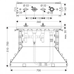 Axor MyEdition Скрытая часть для ванны на 4 отверстия, монтаж на плитку