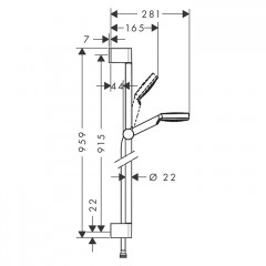 Hansgrohe Crometta Vario Unica Душевой набор: штанга 900mm, ручной душ, 1jet (Rain), EcoSmart, шланг, цвет: белый/хром