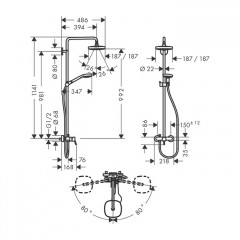 Hansgrohe Croma Select E 180 SHP Душевая система, верхний душ 187мм, с ручным душем и однорычажным смесителем, цвет: хром