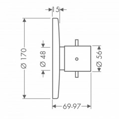 Axor Starck Встраиваемый термостат для душа, с запорным вентилем, внешняя часть, цвет: хром