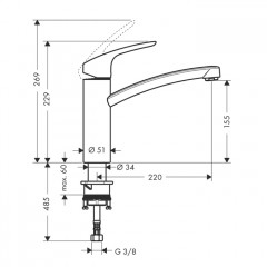Hansgrohe Focus, Смеситель для кухни, Цвет: сталь