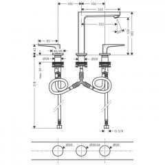 Hansgrohe Metropol Смеситель для раковины, .на 3 отв, h:18,3см, излив: 16см, цвет: хром