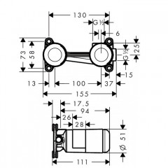 Axor Universal Скрытая часть однорычажногосмесителя настенного монтажа