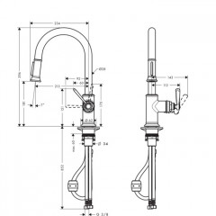 Axor Montreux Смеситель для кухни, однорычажный, на 1 отв., с выдвижной лейкой, цвет: хром
