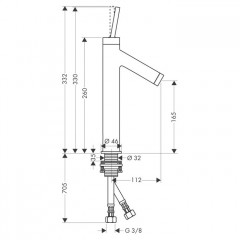 Axor Starck, Однорычажный смеситель для раковин без тяги, Цвет: хром