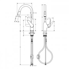 Hansgrohe Focus Кухонный смеситель, на 1 отв., с выдвижным изливом, изилв: 22см., цвет: полированная сталь