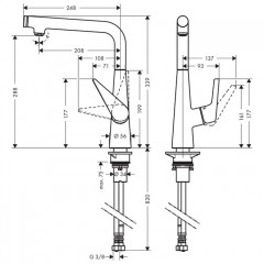 Hansgrohe Talis Select S, Смеситель для кухни, с выдвижным душем, Цвет: сталь
