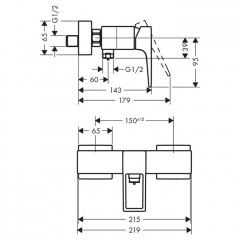 Hansgrohe Metropol Смеситель для душа, однорычажный, настенный, цвет: хром