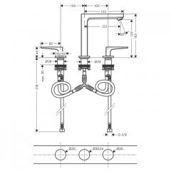 Hansgrohe Metropol Смеситель для раковины, .на 3 отв, h:18,3см, излив: 16см, цвет: хром