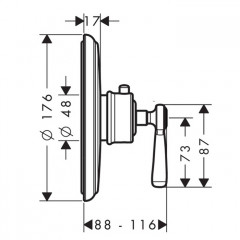Axor Montreux Термостат Ecostat E, встраиваемый, внешняя часть, цвет: никель шлифованный