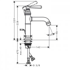 Axor Montreux, Смеситель для раковины 100, однорычажный, с донным клапаном, цвет: никель шлифованный