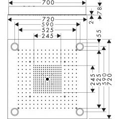 Axor ShowerCollection Верхний душ ShowerHeaven 720x720 мм, сподсветкой, нерж.сталь