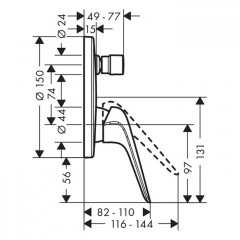 Hansgrohe Novus Однорычажный смеситель для ванны, скрытый монтаж, внешняя часть, цвет: хром