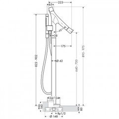 Axor Starck Organic, Термостатический смеситель напольный для ванны, внешняя часть, цвет: хром