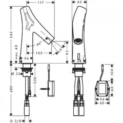 Axor Starck Organic Электронный смеситель для раковины с настройкой температуры, на батарейках, цвет: хром