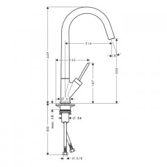 Axor Starck Смеситель для кухни, однорычажный, на 1 отв, излив 216мм, цвет: под сталь