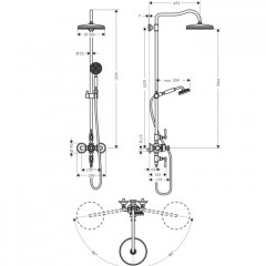 Axor Montreux Душевая стойка с термостатом и верхним душем, цвет: никель шлифованный