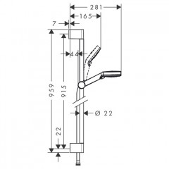 Hansgrohe Crometta Vario Unica Душевой набор: штанга 900mm, ручной душ, 2jet (Rain, IntenseRain), шланг, цвет: белый/хром