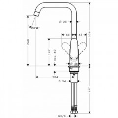 Hansgrohe Focus, Смеситель для кухни, Цвет: сталь