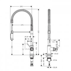 Axor Montreux Смеситель для кухни, однорычажный, на 1 отв., с выдвижной лейкой, цвет: хром