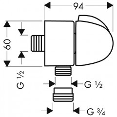 Hansgrohe Fixfit Stop Шланговое подсоединение 1/2", цвет: хром