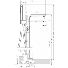 Axor Urquiola, Смеситель для ванны, с термостатом, напольный, внешняя часть, цвет: хром