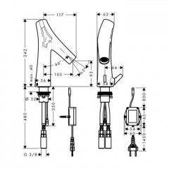 Axor Starck Organic, Электронный смеситель для раковины с регулировкой температуры, цвет: хром