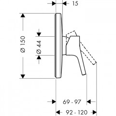 Hansgrohe Talis S Смеситель для душа, встраиваемый, СМ, внешняя часть, цвет: хром