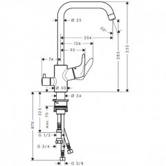 Hansgrohe Focus, Смеситель для кухни, с запорным вентилем, для посудомоечной машины, Цвет: хром