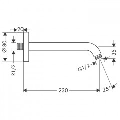 Hansgrohe Настенный держатель верхнего душа, 23см., цвет: хром