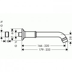 Axor Montreux, Излив на ванну, цвет: хром