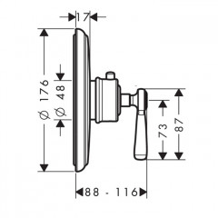 Axor Montreux Термостат Ecostat E, встраиваемый, внешняя часть, цвет: хром