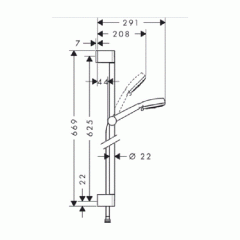 Hansgrohe Crometta Vario Душевой набор: штанга 65см., ручной душ 100, 3jet (Rain, Turbo Rain, массажная), шланг, цвет: белый/хром