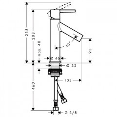 Axor Starck Однорычажный Смеситель для раковины с ручкой без тяги, цвет: хром