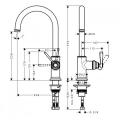 Axor Montreux Смеситель для кухни, однорычажный, на 1 отв., цвет: сталь