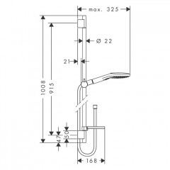 Hansgrohe Raindance Select E Душевой набор: штанга 90см., ручной душ 120, 3jet (Rain, RainAir, WhirlAir), EcoSmart, мыльница, шланг, цвет: белый/хром