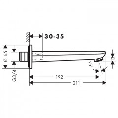 Hansgrohe Novus Настенный излив на ванну, 21см., цвет: хром