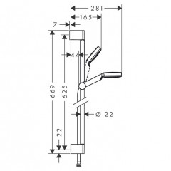 Hansgrohe Crometta Vario Unica Душевой набор: штанга 650mm, ручной душ, 1jet (Rain), шланг, цвет: белый/хром