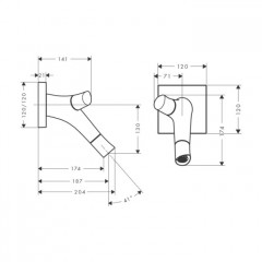 Axor Starck Organic, Смеситель для раковины для скрытого монтажа настенный, цвет: хром