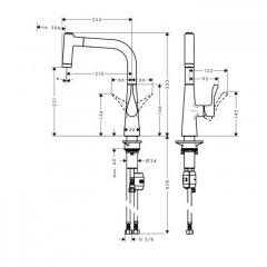 Hansgrohe Metris Смеситель для кухни на 1 отв, поворотный и выдвижной излив 2jet, цвет: хром