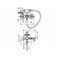 Axor Montreux, Смеситель для ванны с двумярычаговыми рукоятками, ВМ, цвет: хром