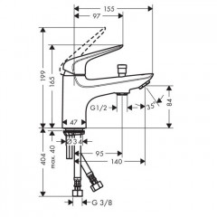 Hansgrohe Novus Однорычажный смеситель для ванны Monotrou с переключателем, хром