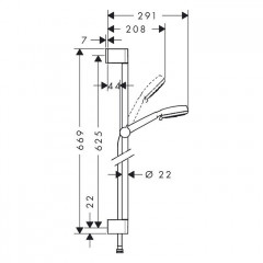 Hansgrohe Crometta Multi Душевой набор: штанга 65см., ручной душ 100, 3jet (Rain, Turbo Rain, массажная), шланг, цвет: белый/хром