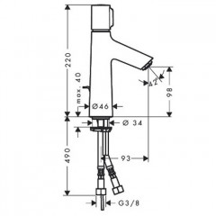 Hansgrohe Talis Select S, Смеситель для раковины, с донным клапаном, Цвет: Хром