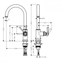 Axor Montreux Смеситель для кухни, однорычажный, на 1 отв., цвет: хром