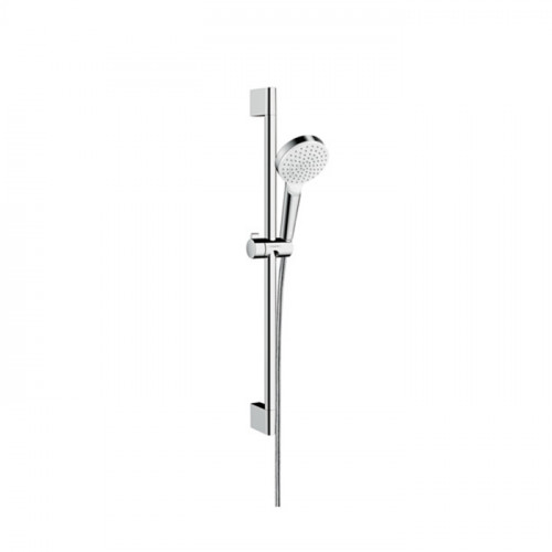 Hansgrohe Crometta Vario Unica Душевой набор: штанга 650mm, ручной душ, 1jet (Rain), EcoSmart, шланг, цвет: белый/хром